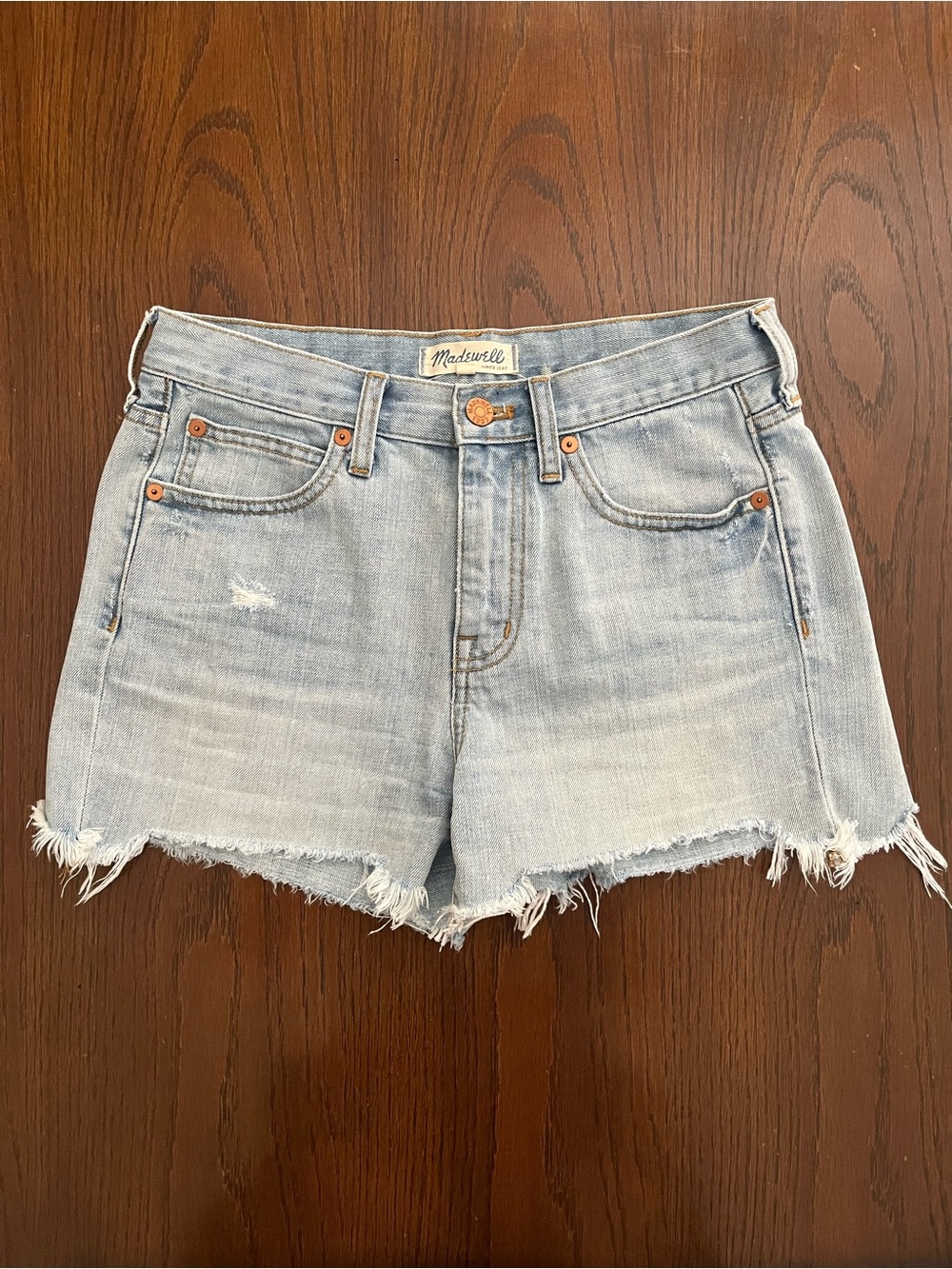 Madewell Light Wash Distressed Denim Shorts